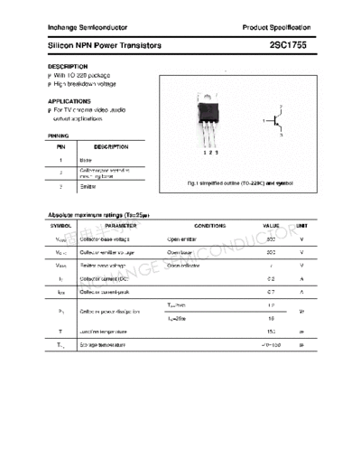 Inchange Semiconductor 2sc1755  . Electronic Components Datasheets Active components Transistors Inchange Semiconductor 2sc1755.pdf