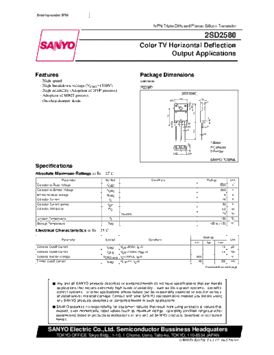 Sanyo 2sd2580  . Electronic Components Datasheets Active components Transistors Sanyo 2sd2580.pdf