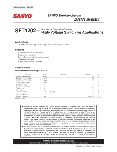 Sanyo sft1202  . Electronic Components Datasheets Active components Transistors Sanyo sft1202.pdf