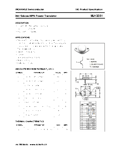 Inchange Semiconductor mj13331  . Electronic Components Datasheets Active components Transistors Inchange Semiconductor mj13331.pdf