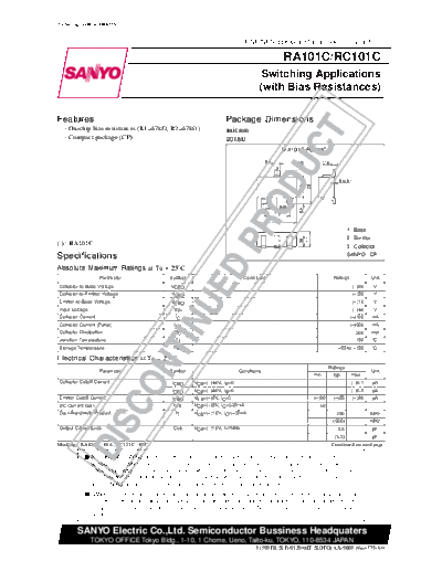 . Electronic Components Datasheets rc101c  . Electronic Components Datasheets Active components Transistors Sanyo rc101c.pdf