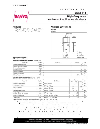 . Electronic Components Datasheets 2sc5414  . Electronic Components Datasheets Active components Transistors Sanyo 2sc5414.pdf