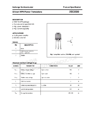 Inchange Semiconductor 2sc2580  . Electronic Components Datasheets Active components Transistors Inchange Semiconductor 2sc2580.pdf