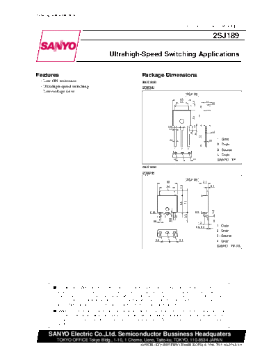 Sanyo 2sj189  . Electronic Components Datasheets Active components Transistors Sanyo 2sj189.pdf