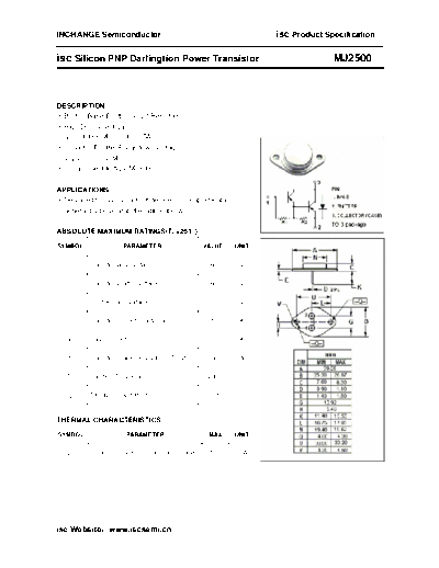 Inchange Semiconductor mj2500  . Electronic Components Datasheets Active components Transistors Inchange Semiconductor mj2500.pdf
