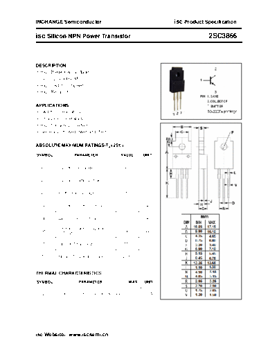 Inchange Semiconductor 2sc3866  . Electronic Components Datasheets Active components Transistors Inchange Semiconductor 2sc3866.pdf