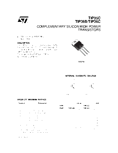 ST tip35,36  . Electronic Components Datasheets Active components Transistors ST tip35,36.pdf