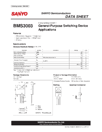 Sanyo bms3003  . Electronic Components Datasheets Active components Transistors Sanyo bms3003.pdf