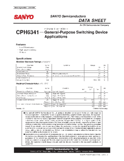 Sanyo cph6341  . Electronic Components Datasheets Active components Transistors Sanyo cph6341.pdf