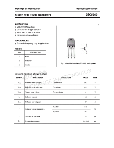 Inchange Semiconductor 2sc5669  . Electronic Components Datasheets Active components Transistors Inchange Semiconductor 2sc5669.pdf