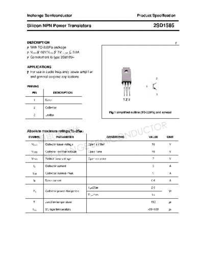 Inchange Semiconductor 2sd1585  . Electronic Components Datasheets Active components Transistors Inchange Semiconductor 2sd1585.pdf