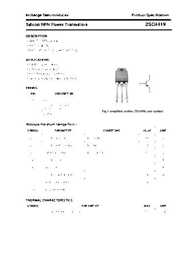 Inchange Semiconductor 2sc4419  . Electronic Components Datasheets Active components Transistors Inchange Semiconductor 2sc4419.pdf