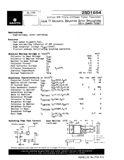 Sanyo 2sd1654  . Electronic Components Datasheets Active components Transistors Sanyo 2sd1654.pdf