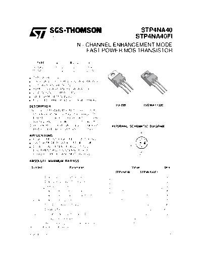 ST stp4na40  . Electronic Components Datasheets Active components Transistors ST stp4na40.pdf