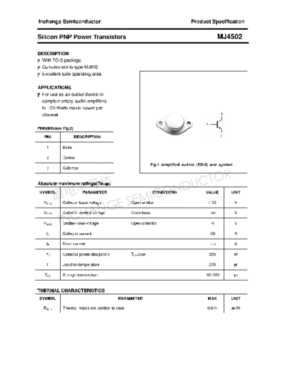 Inchange Semiconductor mj4502  . Electronic Components Datasheets Active components Transistors Inchange Semiconductor mj4502.pdf