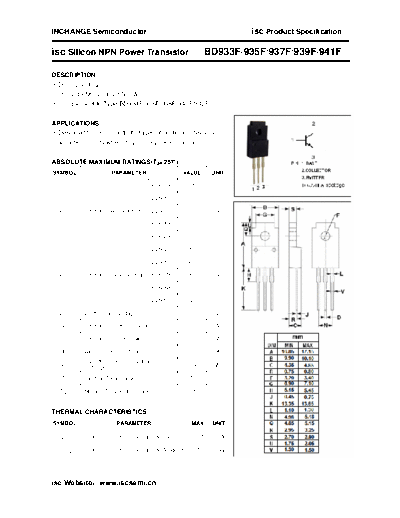 Inchange Semiconductor bd933f 935f 937f 939f 941f  . Electronic Components Datasheets Active components Transistors Inchange Semiconductor bd933f_935f_937f_939f_941f.pdf