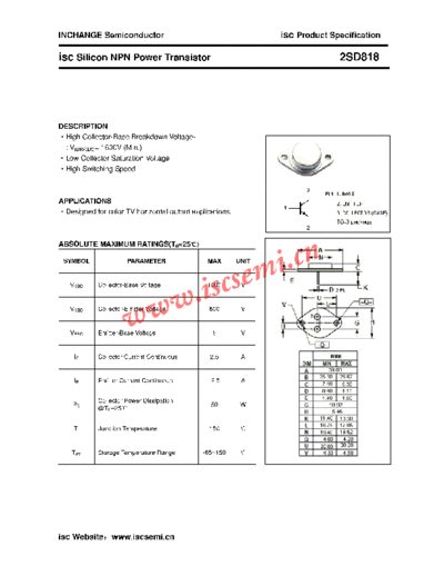 Inchange Semiconductor 2sd818  . Electronic Components Datasheets Active components Transistors Inchange Semiconductor 2sd818.pdf