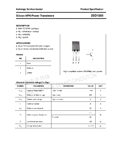 Inchange Semiconductor 2sd1885  . Electronic Components Datasheets Active components Transistors Inchange Semiconductor 2sd1885.pdf