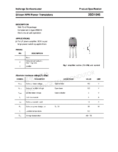 Inchange Semiconductor 2sd1046  . Electronic Components Datasheets Active components Transistors Inchange Semiconductor 2sd1046.pdf