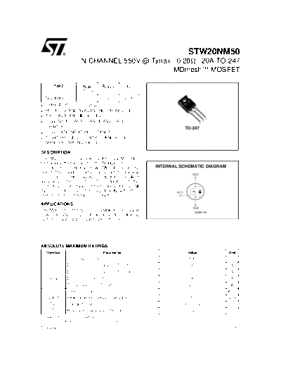 ST stw20nm50  . Electronic Components Datasheets Active components Transistors ST stw20nm50.pdf