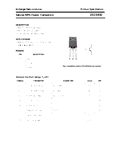 Inchange Semiconductor 2sd1430  . Electronic Components Datasheets Active components Transistors Inchange Semiconductor 2sd1430.pdf