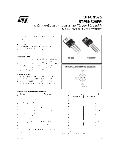 ST stp8ns25 stp8ns25fp  . Electronic Components Datasheets Active components Transistors ST stp8ns25_stp8ns25fp.pdf