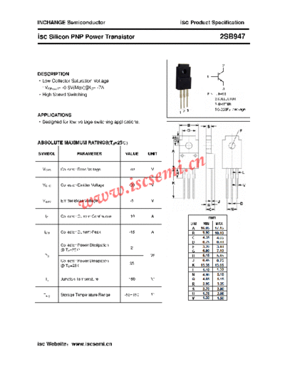 Inchange Semiconductor 2sb947  . Electronic Components Datasheets Active components Transistors Inchange Semiconductor 2sb947.pdf