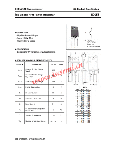 Inchange Semiconductor s2056  . Electronic Components Datasheets Active components Transistors Inchange Semiconductor s2056.pdf