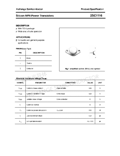 Inchange Semiconductor 2sc1116  . Electronic Components Datasheets Active components Transistors Inchange Semiconductor 2sc1116.pdf