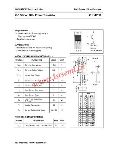 Inchange Semiconductor 2sc4230  . Electronic Components Datasheets Active components Transistors Inchange Semiconductor 2sc4230.pdf