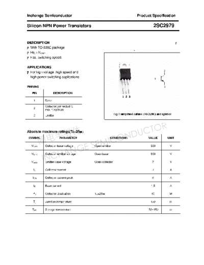 Inchange Semiconductor 2sc2979  . Electronic Components Datasheets Active components Transistors Inchange Semiconductor 2sc2979.pdf