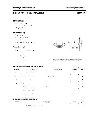 Inchange Semiconductor bux37  . Electronic Components Datasheets Active components Transistors Inchange Semiconductor bux37.pdf