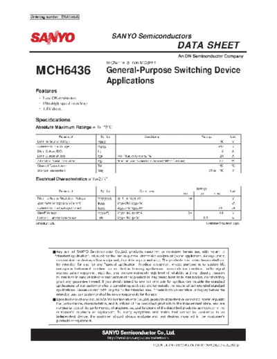 Sanyo mch6436  . Electronic Components Datasheets Active components Transistors Sanyo mch6436.pdf