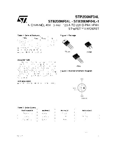 ST p200nf04l  b200nf04l  b200nf04l-1  . Electronic Components Datasheets Active components Transistors ST stp200nf04l_stb200nf04l_stb200nf04l-1.pdf