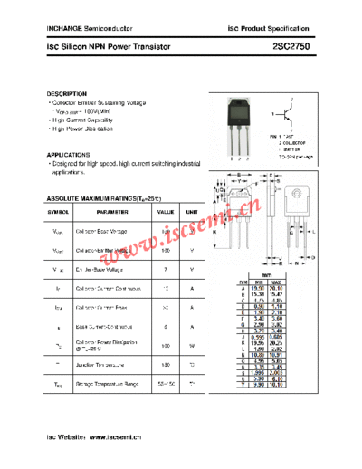 Inchange Semiconductor 2sc2750  . Electronic Components Datasheets Active components Transistors Inchange Semiconductor 2sc2750.pdf