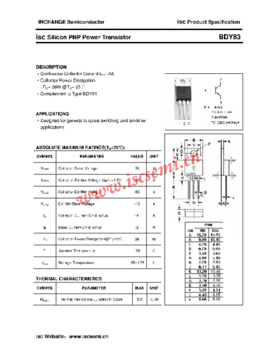 Inchange Semiconductor bdy83  . Electronic Components Datasheets Active components Transistors Inchange Semiconductor bdy83.pdf