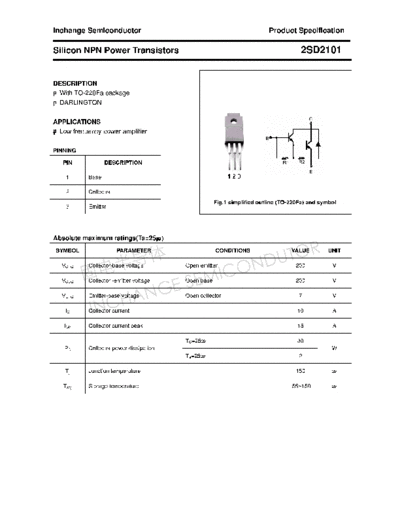 Inchange Semiconductor 2sd2101  . Electronic Components Datasheets Active components Transistors Inchange Semiconductor 2sd2101.pdf
