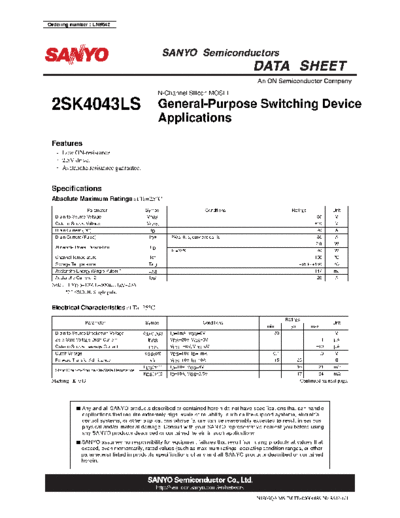 Sanyo 2sk4043ls  . Electronic Components Datasheets Active components Transistors Sanyo 2sk4043ls.pdf