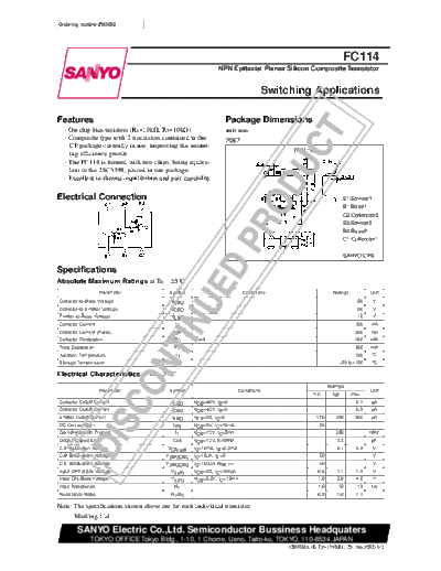 Sanyo fc114  . Electronic Components Datasheets Active components Transistors Sanyo fc114.pdf