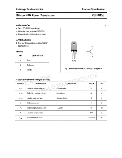 Inchange Semiconductor 2sd1855  . Electronic Components Datasheets Active components Transistors Inchange Semiconductor 2sd1855.pdf