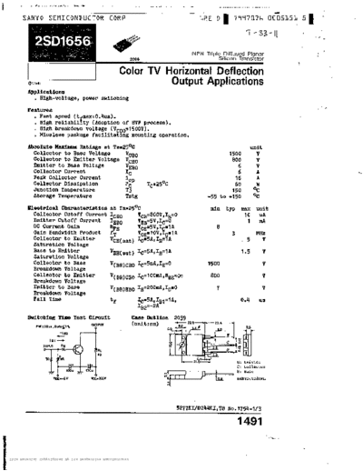 . Electronic Components Datasheets 2sd1656  . Electronic Components Datasheets Active components Transistors Sanyo 2sd1656.pdf
