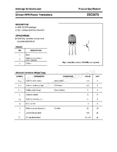 Inchange Semiconductor 2sc3678  . Electronic Components Datasheets Active components Transistors Inchange Semiconductor 2sc3678.pdf