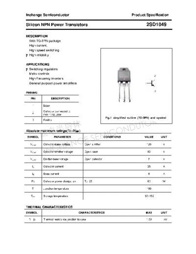 Inchange Semiconductor 2sd1049  . Electronic Components Datasheets Active components Transistors Inchange Semiconductor 2sd1049.pdf