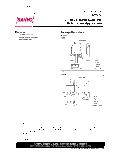 Sanyo 2sk2406  . Electronic Components Datasheets Active components Transistors Sanyo 2sk2406.pdf