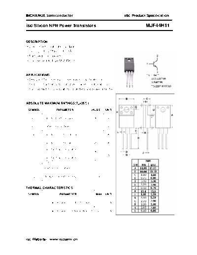 Inchange Semiconductor mjf44h11  . Electronic Components Datasheets Active components Transistors Inchange Semiconductor mjf44h11.pdf