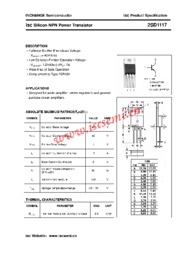 Inchange Semiconductor 2sd1117  . Electronic Components Datasheets Active components Transistors Inchange Semiconductor 2sd1117.pdf