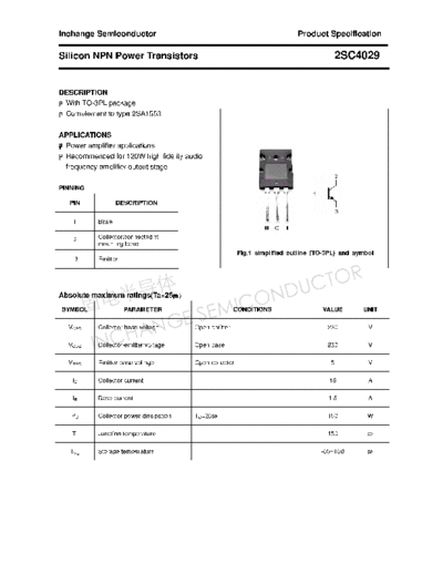 Inchange Semiconductor 2sc4029  . Electronic Components Datasheets Active components Transistors Inchange Semiconductor 2sc4029.pdf