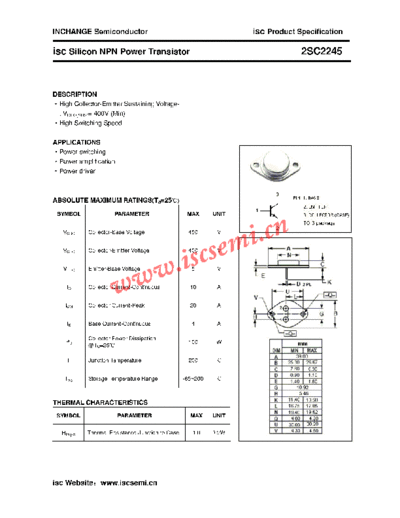 Inchange Semiconductor 2sc2245  . Electronic Components Datasheets Active components Transistors Inchange Semiconductor 2sc2245.pdf