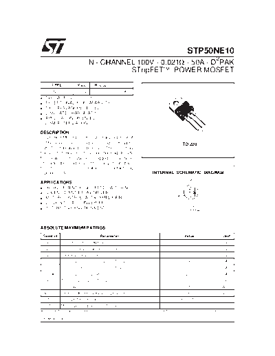 ST stp50ne10--  . Electronic Components Datasheets Active components Transistors ST stp50ne10--.pdf