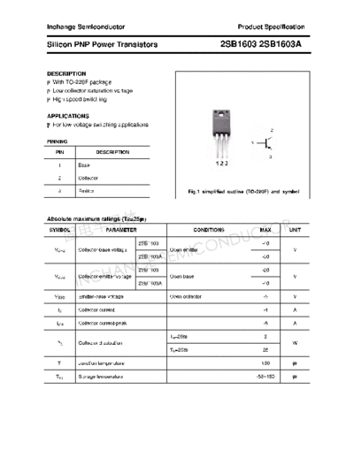 Inchange Semiconductor 2sb1603 2sb1603a  . Electronic Components Datasheets Active components Transistors Inchange Semiconductor 2sb1603_2sb1603a.pdf